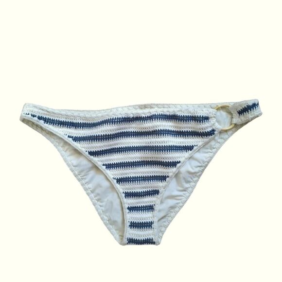 Aerie Cheeky Bikini Bottom Crochet Striped Nautical Boho Coastal Beach XL NEW - Picture 1 of 10